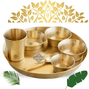 Brass Matt Finish Thali Set